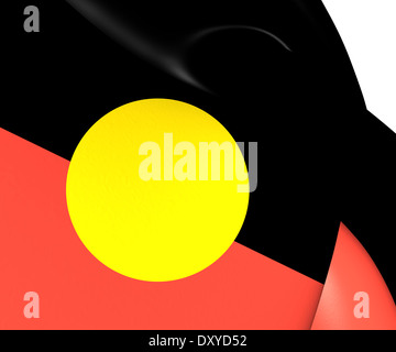 Australische Aborigines Flagge. Hautnah. Stockfoto