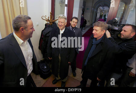 David Lynch trifft Präsident von Bydgoszcz Rafal Bruski Polen mit: David Lynch, Rafal Bruski wo: Bydgoszcz Polen bei: 24. November 2012 Stockfoto