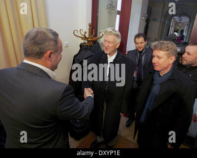 David Lynch trifft Präsident von Bydgoszcz Rafal Bruski Polen mit: David Lynch, Rafal Bruski wo: Bydgoszcz Polen bei: 24. November 2012 Stockfoto