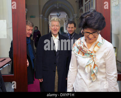 David Lynch trifft Präsident von Bydgoszcz Rafal Bruski Polen mit: David Lynch wo: Bydgoszcz Polen bei: 24. November 2012 Stockfoto