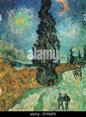 Vincent Van Gogh Straße mit Zypresse und Stern Stockfoto