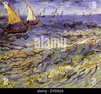 Vincent Van Gogh Fischerboote auf dem Meer Stockfoto