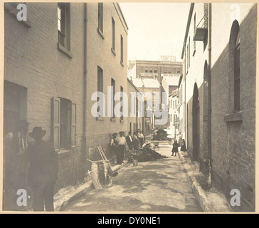 Batson's Lane, aus Sussex - Straße von Ansichten während der Reinigung, Quarantäne, Sydney, 1900, Vol. I/unter der Leitung von Herrn George McCredie, F.I.A., N.S.W. fotografiert von John Degotardi Jr. genommen Stockfoto