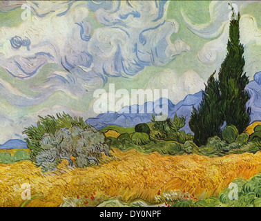 Vincent van Gogh Weizenfeld mit Zypressen 2 Stockfoto