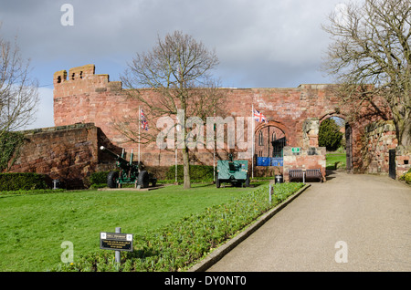 Der Eingang zum Shrewsbury Castle in Shropshire Stockfoto