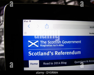 Website der schottischen Regierung Referendum auf dem iPad Stockfoto