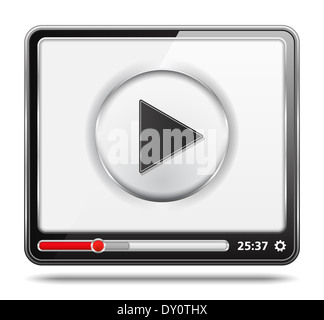Schwarz-video-Player mit weißen Bildschirm, video-Player-Symbol Stockfoto
