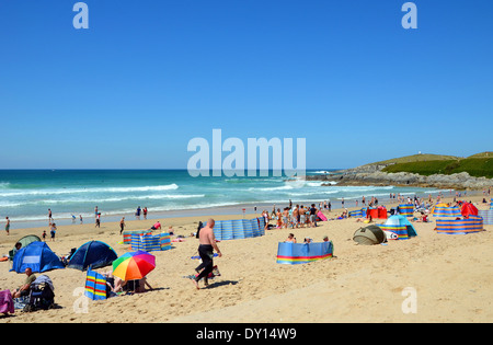 sonniger Tag am fistral Beach in Newquay, Cornwall, uk Stockfoto