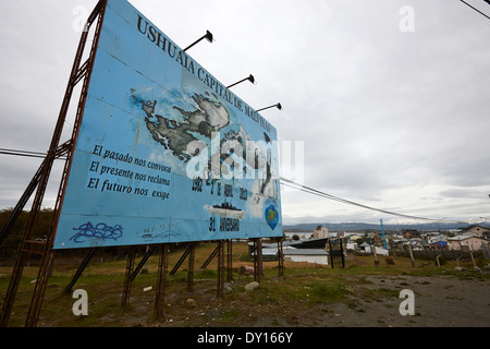 Ushuaia-Hauptstadt der Malwinen unterzeichnen Argentinien Stockfoto