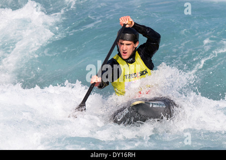 Thomas Quinn, Halbfinale C1 Männer GB Kanu Slalom 2014 Auswahl Studien Lee Valley White Water Centre, London, UK Stockfoto