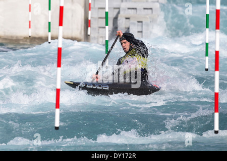 Thomas Quinn, Halbfinale C1 Männer GB Kanu Slalom 2014 Auswahl Studien Lee Valley White Water Centre, London, UK Stockfoto