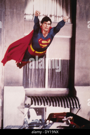 Christopher Reeve, am Set des Films, "Superman", 1978 Stockfoto