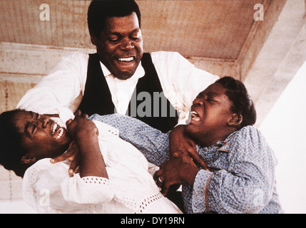 Whoopi Goldberg, Danny Glover und Akosua Busia, am Set des Films "Die Farbe Lila", 1985 Stockfoto