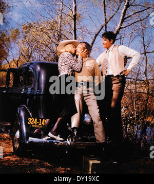 Faye Dunaway, Denver Pyle und Warren Beatty, am Set des Films, "Bonnie und Clyde", 1967 Stockfoto