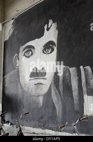 Malerei von Charlie Chaplin Stockfoto