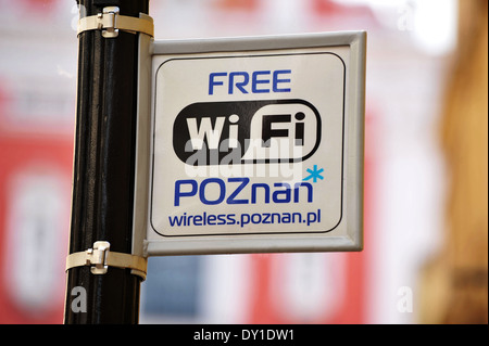 Wi-Fi Zeichen, Poznan, Polen. Stockfoto