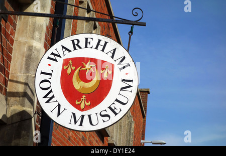 Wareham Stadt Museum Zeichen, Dorset, England, UK Stockfoto