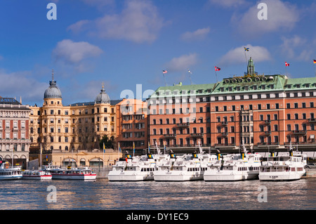 Grand Hotel und Hafen, die Innenstadt von Stockholm Schweden Stockfoto