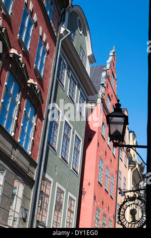 Bunte Häuser Stortorget Central Square Gamla Stan Stockholm Schweden Stockfoto