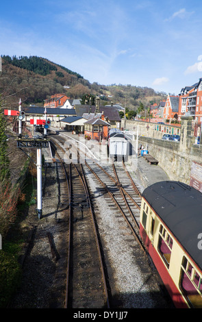 Blick auf Llangollen Bahnhof Stockfoto