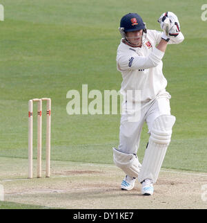 Chelmsford, Großbritannien. 3. April 2014. Tom Westley in Aktion während des Essex und Kent Pre-Season Friendly Matches von The Essex County Ground, Chelmsford Credit zu zucken: Action Plus Sport/Alamy Live News Stockfoto