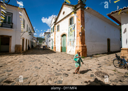 Paraty, Kolonialstadt, Nossa Senhora Do Rosário e São Benedito Dos Homens Pretos Kirche, Costa Verde, Rio De Janeiro, Brasilien Stockfoto