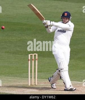 Chelmsford, Großbritannien. 3. April 2014. Nick Brown in Aktion während des Essex und Kent Pre-Season Friendly Matches von The Essex County Ground, Chelmsford Credit zu zucken: Action Plus Sport/Alamy Live News Stockfoto