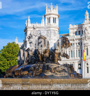 Berühmten Cibeles Palast und Brunnen, Madrid, Spanien Stockfoto