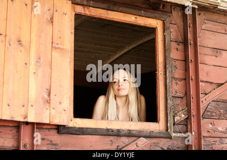 Blick aus dem Fenster Stockfoto