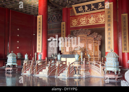 Asien Beijing CHINA Dragon Thron verbotene Stadt Stockfoto