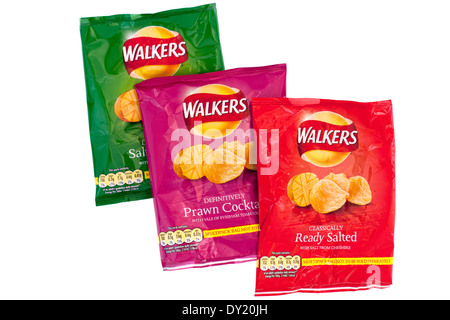 Drei leere Säcke von Walkers crisps Stockfoto