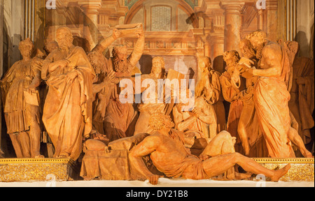 BOLOGNA, Italien - 15. März 2014: "Transit der Madonna" ist eine Gruppe von 14 Statuen aus Terrakotta (1522) Stockfoto