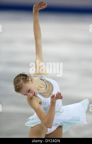 Saitama, Japan. 29. März 2014. Polina EDMUNDS USA führt bei den Damen-Kür bei der International Skating Gewerkschaften (ISU) World Figure Skating Championships in Saitama, Japan © Action Plus Sport/Alamy Live News Stockfoto