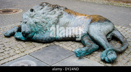 Bronze-Löwen Straße Skulpturen in Danzig Polen Stockfoto