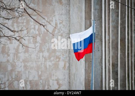 Ehemaligen ukrainischen südlichen Marinestützpunkt in der Novoozerne Stadt von Russen während Krim 2014 Krise getroffenen Stockfoto