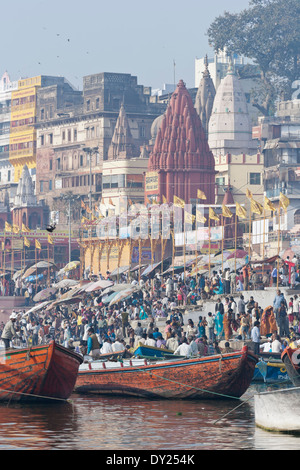 Varanasi, Indien, Dasaswamedh Ghat Stockfoto