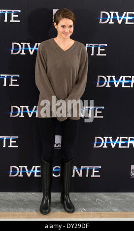 Madrid, Spanien. 3. April 2014. Shailene Woodley besucht "Divergent" Photocall im Hotel Villa Magna am 3. April 2014 in Madrid, Spanien. / Bild Allianz Credit: Dpa/Alamy Live-Nachrichten Stockfoto