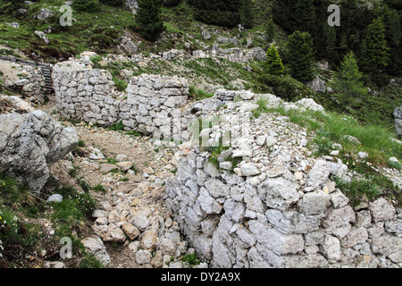 Passo Lagazuoi, Dolomiti Ampezzane, Val Parola, Militär schützt 1 ° Weltkrieg in Tre Sassi Festung Stockfoto