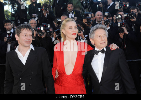 66. Auflage Cannes Film Festival Mathieu Amalric, Emmanuelle Seigner Roman Polanski auf dem roten Teppich Schritten auf 2013/05/25 Stockfoto