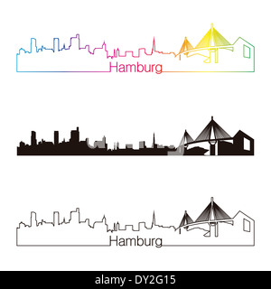 Hamburg Skyline linearen Stil mit Regenbogen Stockfoto