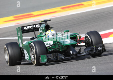 Bahrain. 4. April 2014. Marcus Ericsson (SWE) #9, Caterham F1 Team - Formel 1 World Championship 2014 - Rd03 Bahrain Grand Prix in Bahrain International Circuit, Sakhir, Bahrain, Freitag, 4. April 2014 Credit: Dpa picture-Alliance/Alamy Live News Stockfoto
