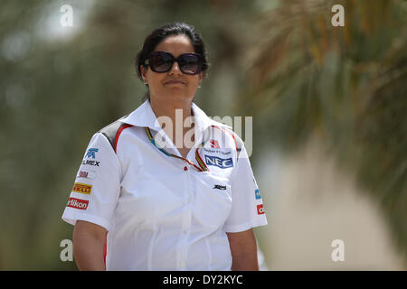 Bahrain. 4. April 2014. Monisha Kaltenborn (AUT) Sauber F1-Teamchef - Formel 1-Weltmeisterschaft 2014 - Rd03, Bahrain Grand Prix in Bahrain International Circuit, Sakhir, Bahrain, Freitag, 4. April 2014 Credit: Dpa picture-Alliance/Alamy Live News Stockfoto