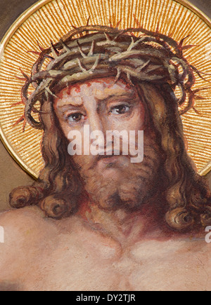 Wien, Österreich - 17. Februar 2014: Detail aus Fresko des auferstandenen Christus in der Kirche der Karmeliter Stockfoto