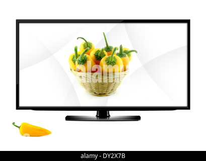 LCD-TV-Bildschirm isoliert auf weißem Hintergrund. (mit Beschneidungspfad Arbeit) Stockfoto