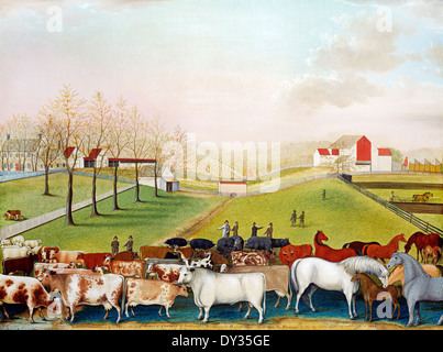 Edward Hicks, der Cornell Farm 1848 Öl auf Leinwand. National Gallery of Art, Washington, D.C., USA. Stockfoto