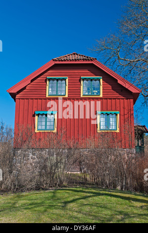 Rote Reihe Gehäuse öffnen Sie Skansen air Museum Djurgarden Insel Stockholm Schweden Stockfoto
