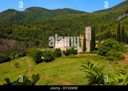 San Pietro in Valle Abbey. Ferentillo. Valnerina. Terni. Umbrien. Italien. Europa Stockfoto