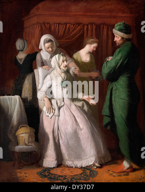 Edward Penny, die tugendhafte getröstet durch Sympathie 1774 Öl auf Leinwand. Yale Center for British Art, New Haven, USA. Stockfoto