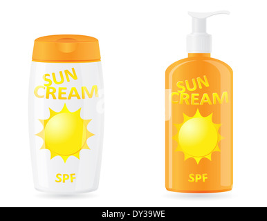 Sonnencreme Abbildung isoliert auf weißem Hintergrund Stockfoto