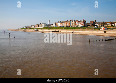 Blick von der Pier von den historischen Seaside Resort Stadt Southwold, Suffolk, England Stockfoto